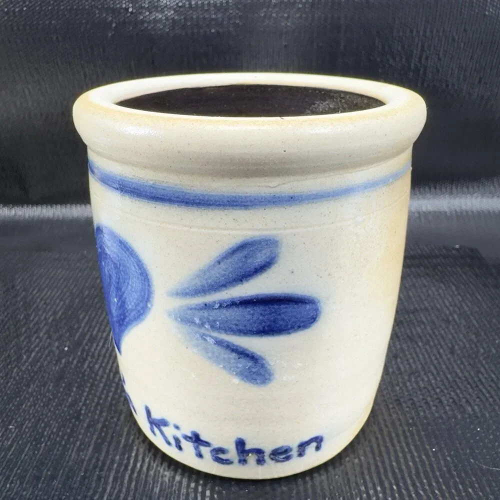 Shadow Lawn Pottery Stoneware Salt Glaze Vase Utensil Holder Grandmas Kitchen‎